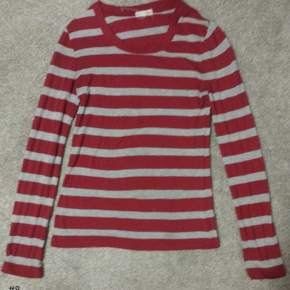 Grey and Red Striped Shirt